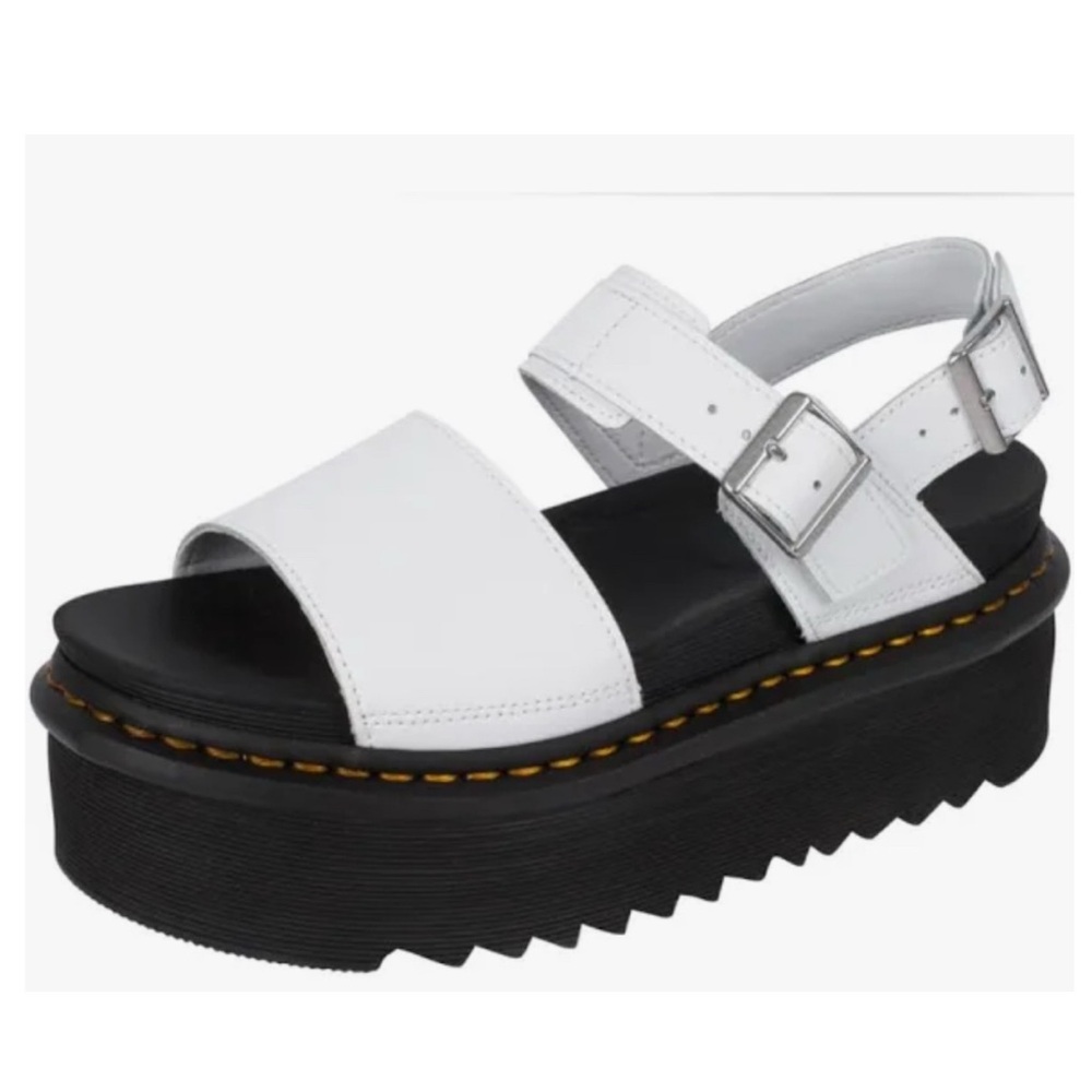 Dr. Martens White Voss Quad Platform Sandals. NWT